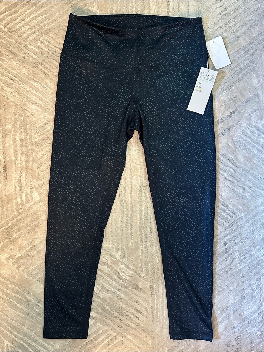 Z by Zella Navy High-Waist Leggings with Subtle Dot Texture